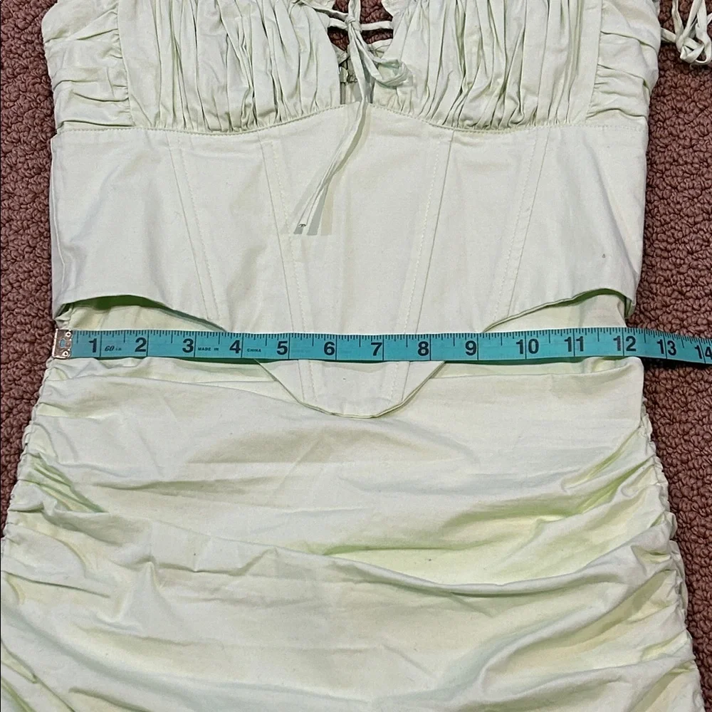 Oh Polly Sunshine Retreat Strappy Corset Mini Dress size 2 Lime Green Bodycon - Picture 13 of 16